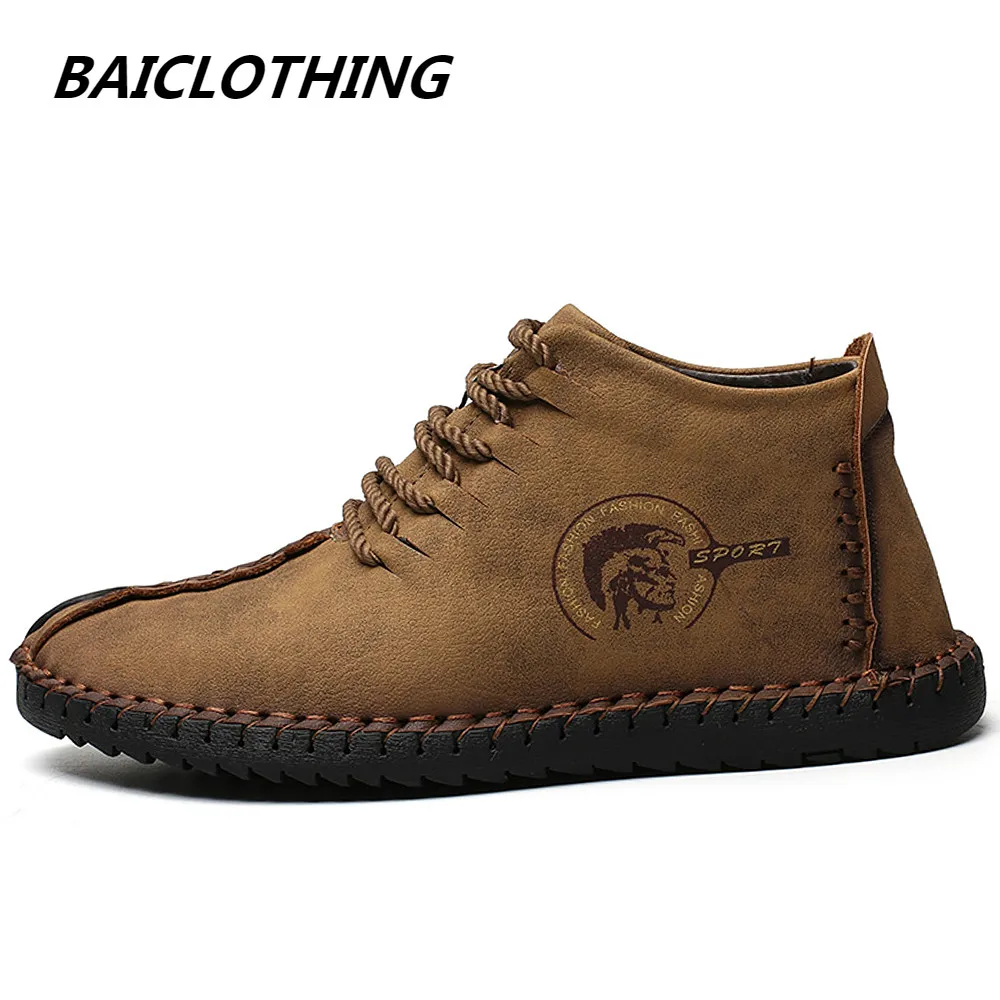 

2019 Fashion Leather Shoes Men Full Handtailor Vintage Sneakers Huarache Moccasins Non-slip Super Hot Flats Black Plus Sizes 48