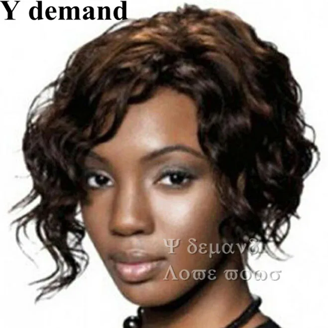 Classic Wavy Style Pixie Cut Synthetic Wig Short Brown African