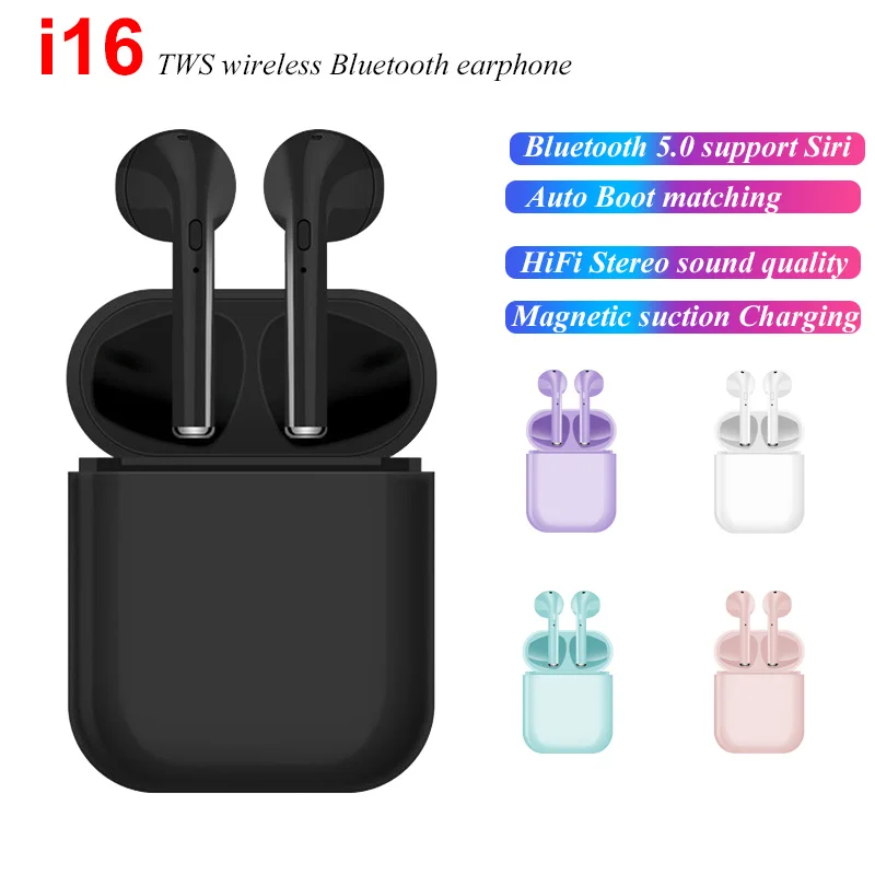 

i16 tws Mini Dual Wireless Bluetooth earphone 5.0 Sport headphones 3D Stereo Sound Earbuds with Dual Microphone For AirPods