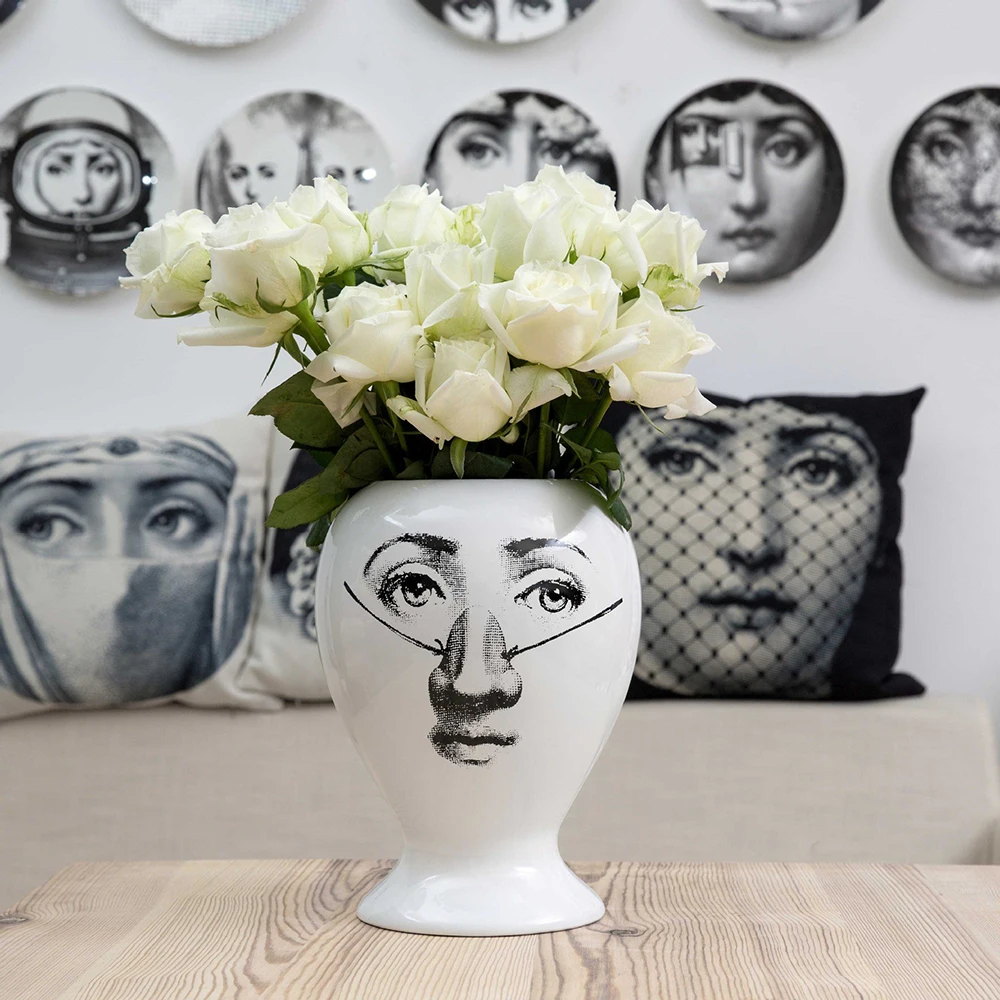 

L Size Decorative Home Decor Flower Pot European Ceramic Decorative Storage Tank for Large Hot Sealing Pot Vase Fornasetti Vase