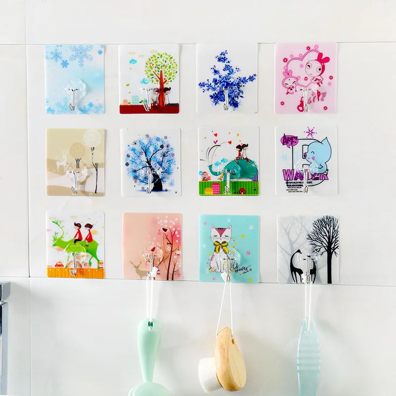 

FASOTY 8 PCS-Set Strong Adhesive Hook Traceless Nail-Free Suction Cup Hanger Wall-Mounted Kitchen Bathroom Sticky Hook