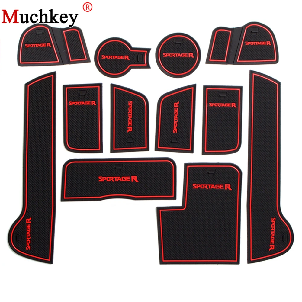 For KIA Sportage R 2011 2012 2013 2014 Low Profile 3d Rubber Car Anti Slip Mat Non-Slip Covers Interior Door Mats Cup Pad 12pcs