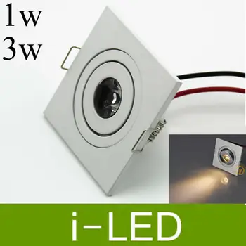 

Square mini Led Downlights 1w 3w Dimmable led recessed lights exhibition lamp 12v 110v 220v Warm Cold White +led driver