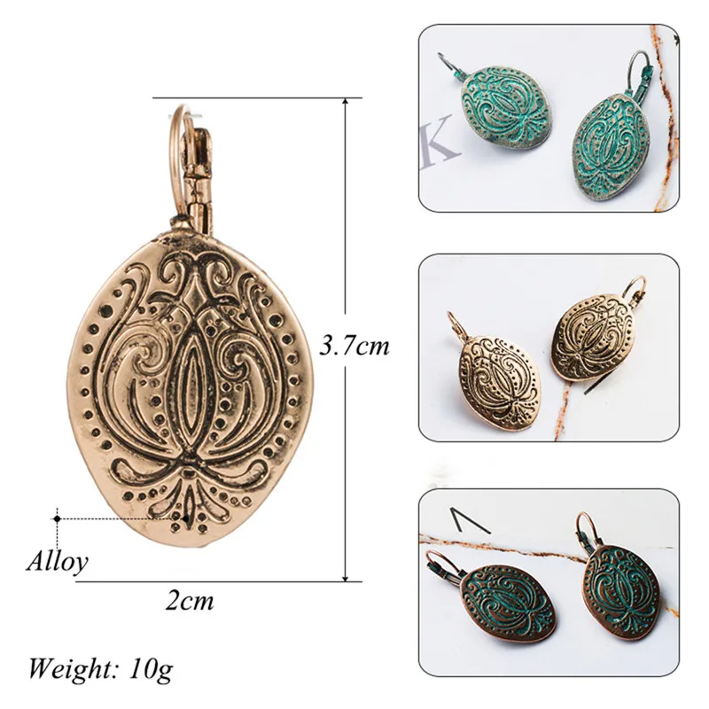 2018 Retro water drop indian earrings jewelry Vintage ethnic boho geometric hanging earrings for women earings earing brincos - Image 6
