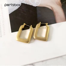 Peri'sBox Новые матовые золотые прямоугольные серьги-кольца для женщин, массивные полые геометрические серьги, ювелирные изделия, Современные толстые обручи