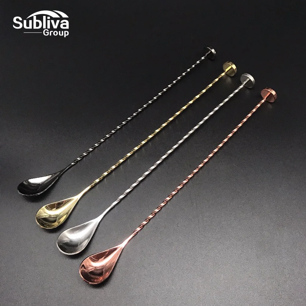 300mm Stainless Steel Threaded Bar Spoon Swizzle Stick Coffee Cocktail