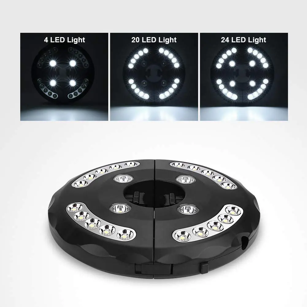 

Patio Umbrella Lights Battery-Operated 24 LEDs Cordless with Remote Control for Camping Tents _WK