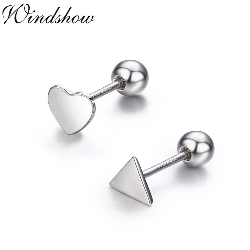 

Cute 925 Sterling Silver Small Smooth Heart Screw Back Stud Earrings For Women Girls Kids Piercing Jewelry Orecchini Aros Aretes