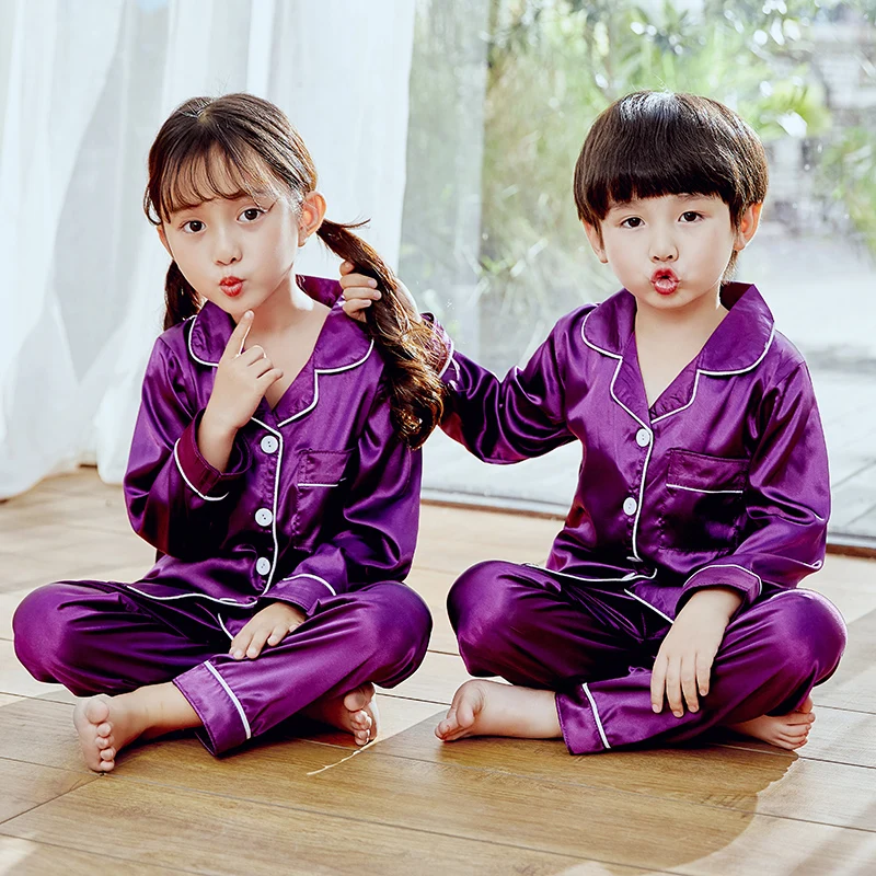 Пижамы для девочек 2019 г., осенне-зимний комплект детской одежды для сна с длинными рукавами, шелковые пижамы, костюм пижамные комплекты для