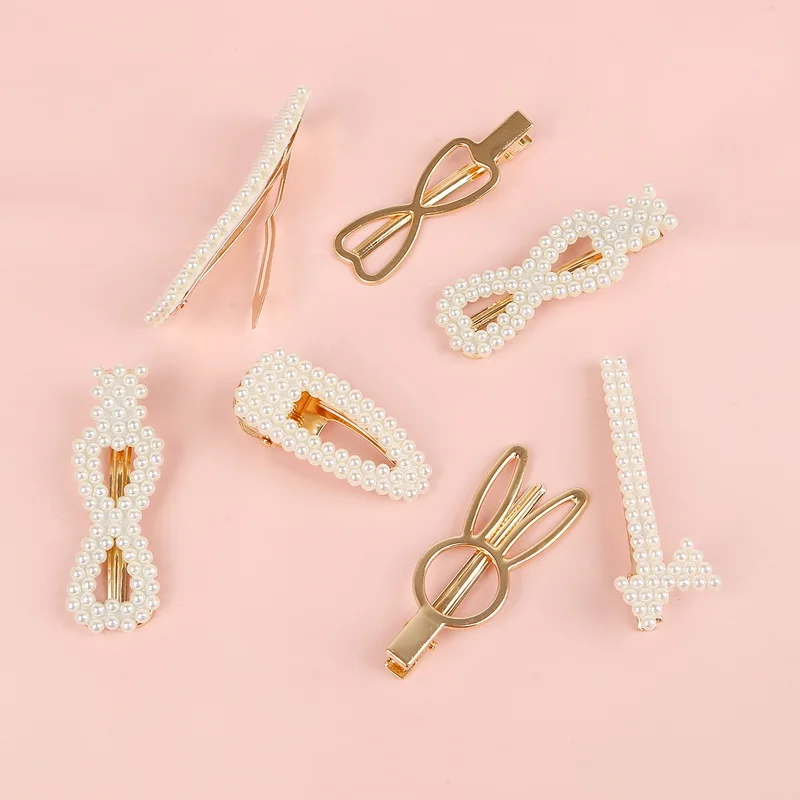 

2PCS Handcraft Material Woman Geometric Pearl Hairpins Hair Clips DIY Barrettes Girls Hair Accessories Hair Grips Headwear