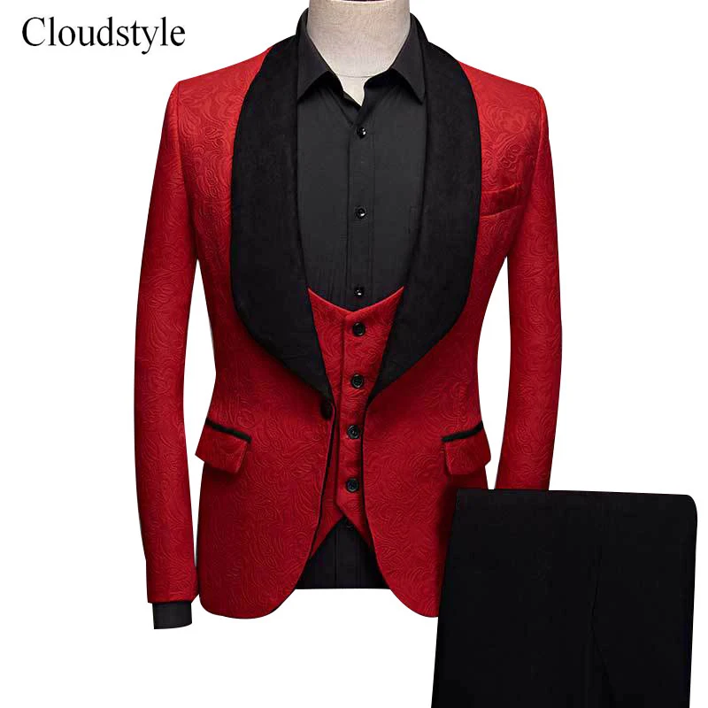 Cloudstyle 2019 мужской костюм сплошной цвет Блейзер жилет брюки Умные повседневные