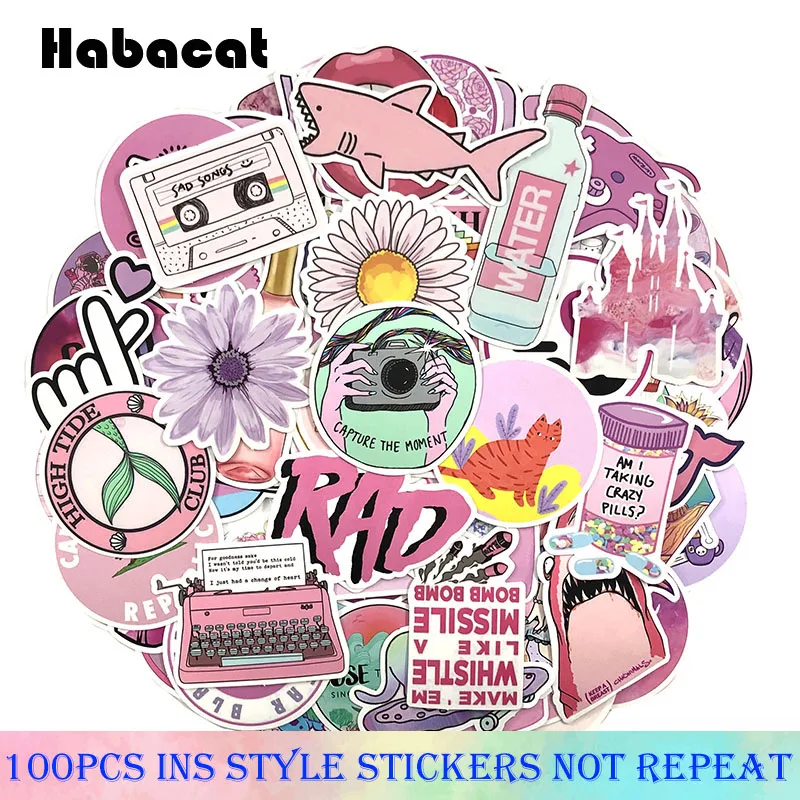100 шт./компл. INS стиль граффити наклейки Розовые наклейки для багажа наклейки для скейтборда для ноутбуков мото велосипед Гитара Холодильник