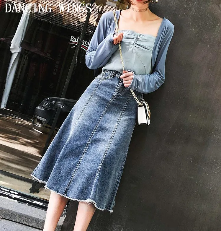 

High Waist Women Denim Skirt Summer A-Line Umbrella Skirt Plus Size 3XL Women Midi Skirts Faldas Saias