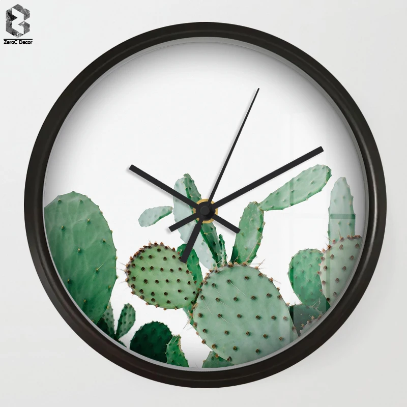 

Chic Art Wall Clocks Fresh Cactus For Boys Room Wall Decor, Desk Decorative Mute Quartz Clock Nordic Saat Home Decoration