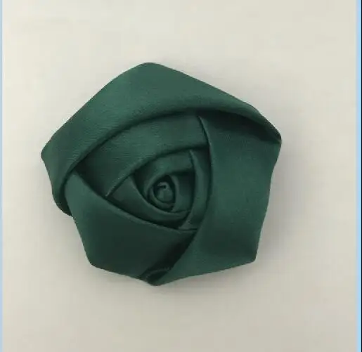 10 шт. 3,5 см атласная лента шелковый цветок розы свадебный цветок невесты букет, бутоньерка Головные уборы Детские волосы рождественские аксессуары - Цвет: Dark green