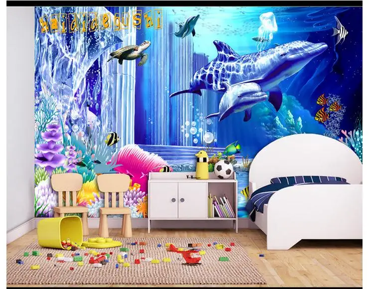 

3D обои на заказ росписи красоты 3 d мультфильм детская комната фон настенная живопись подводный мир тепло не-Вон обои