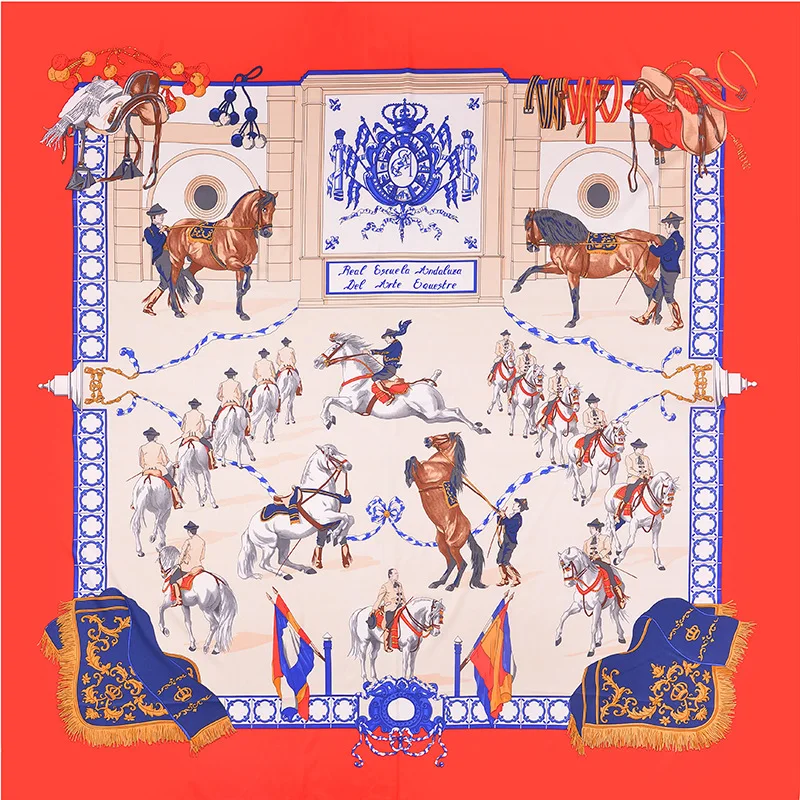 

130*130cm Fashion Luxury Brand Women 100% real Silk Scarf Shawls Large Bufandas Chain printing twill silk square shawls&wraps