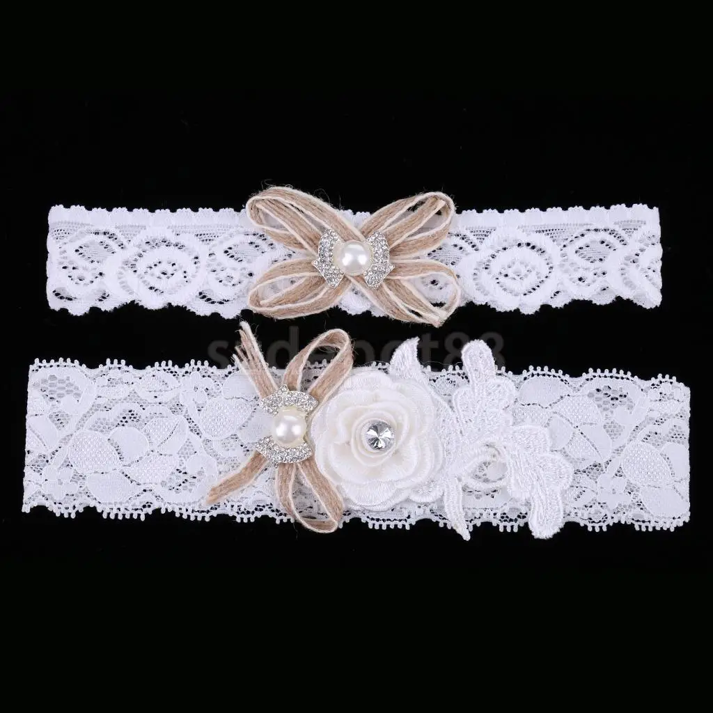 Wedding Bridal White Lace Garter Set Keepsake & Toss Party Accessories S/M/L/XL