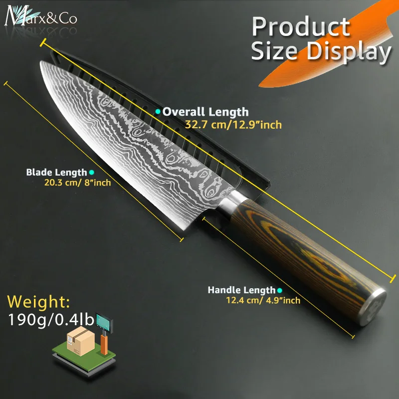Kitchen knife Chef Knives 8 inch Japanese 7CR17 440C High Carbon Stainless Steel Sanding Laser Pattern Vegetable Santoku Knife Kitchen knife Chef Knives 8 inch Japanese 7CR17 440C High Carbon Stainless Steel Sanding Laser Pattern Vegetable Santoku Knife