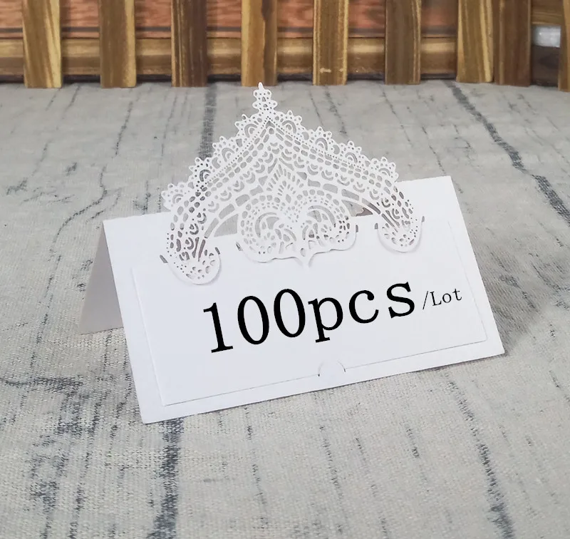 

2018new 100 Pcs Laser Cut Crown Name Place Seat Card Wedding Invitation Table Cards For Party Table Decoration Favor 6ZZ49