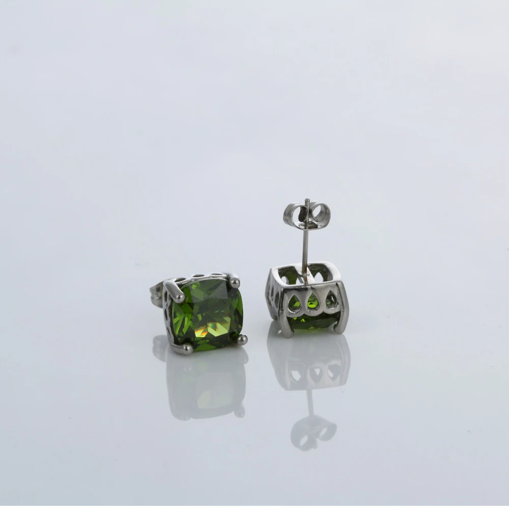 green color stud earrings silver earringsin Stud Earrings from Jewelry