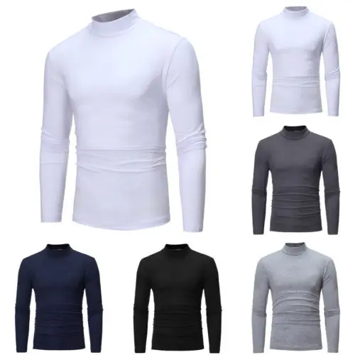 MENS ROLL NECK LONG SLEEVE HIGH QUALITY COTTON TOP NECK