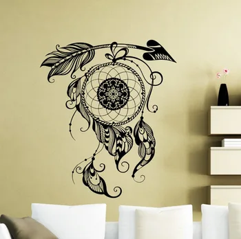 

Dream Catcher Wall Decal Amulet Feather Vinyl Wall Sticker Decor for Bedroom Nature Poster Dream Catcher Wall Decals AY0197