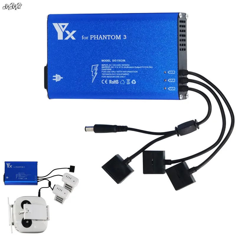 mini Phantom 3 Car Charger Battery Charge Aluminum Alloy Shell 4 in 1 for DJI Phantom 3 Advanced Professional Standard Drone