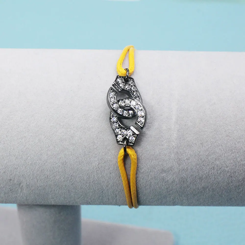 Франция популярных 925 стерлингов серебристый, черный наручники с циркон браслет для Для женщин веревки серебряный браслет Menottes только 925 марка - Окраска металла: Yellow Rope