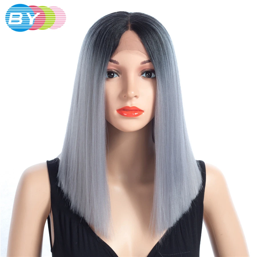 BY Hair 8 Colors Choice T1B Grey Cosplay Bobo Wig Synthetic Straight