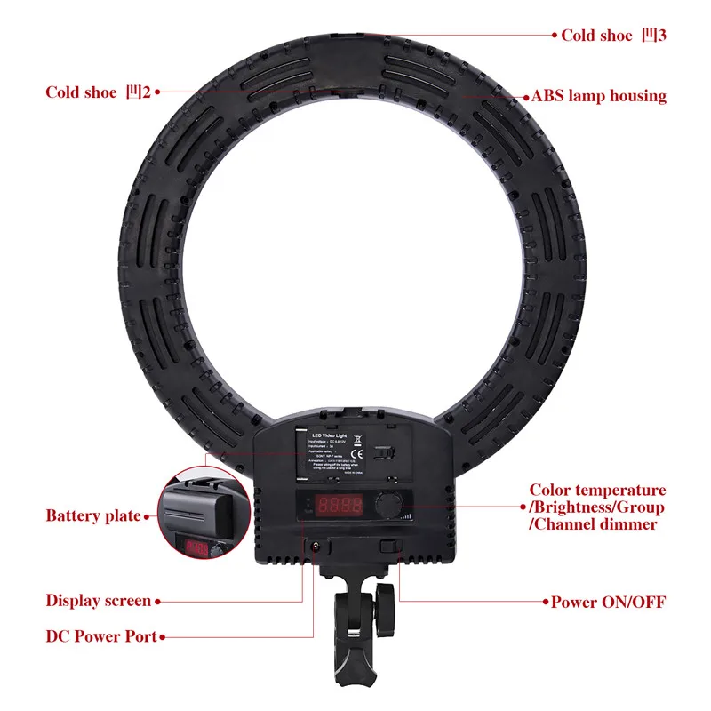 FOSOTO FT-12B фотографический светильник ing 3200-5600K 3 популярная обувь светодиодный кольцевой светильник для фотосъемки селфи кольцевая лампа для камеры телефона видео