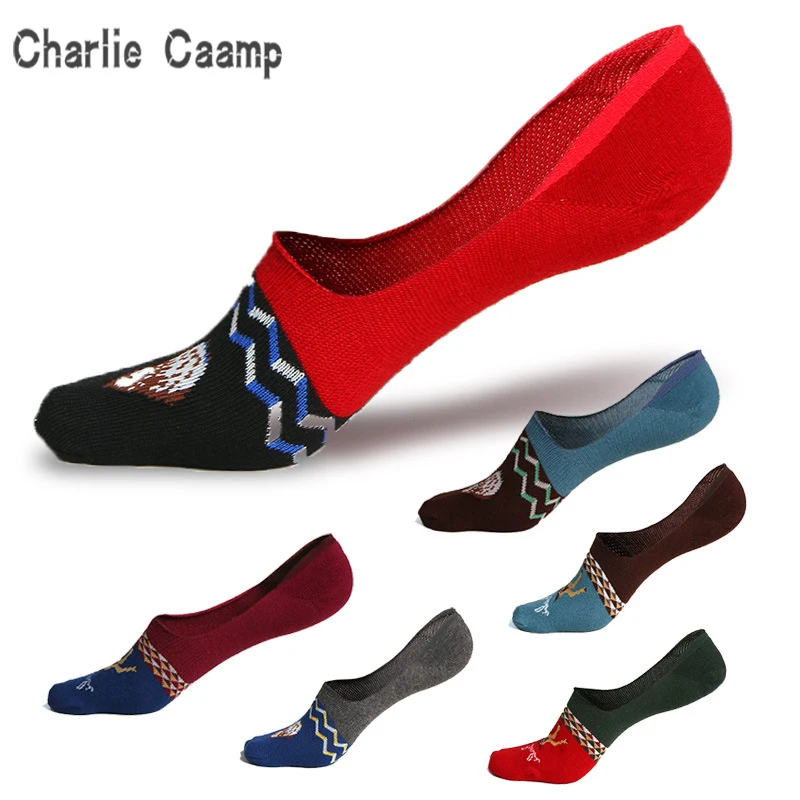 

Charlie Caamp 2018 New Women's Spring and Summer Wild Series Elk Owl Pattern Anti-skid Design Cotton Women's Boat Socks HY0052