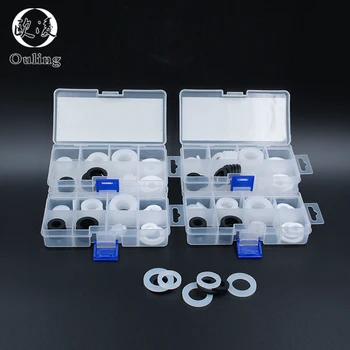 

33Pcs 1/2" 3/4" 1''Rubber Silicon Flat PTFE Gasket Sealing Ring for Shower Nozzle Hose Pipe Bellows Tube Assortment Kit Set Box