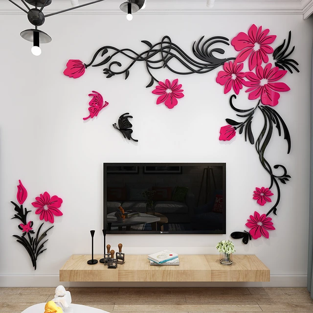 Flower Mirror Wall Decorations  3d Flower Wall Sticker Mirror - Mirror  Stickers - Aliexpress