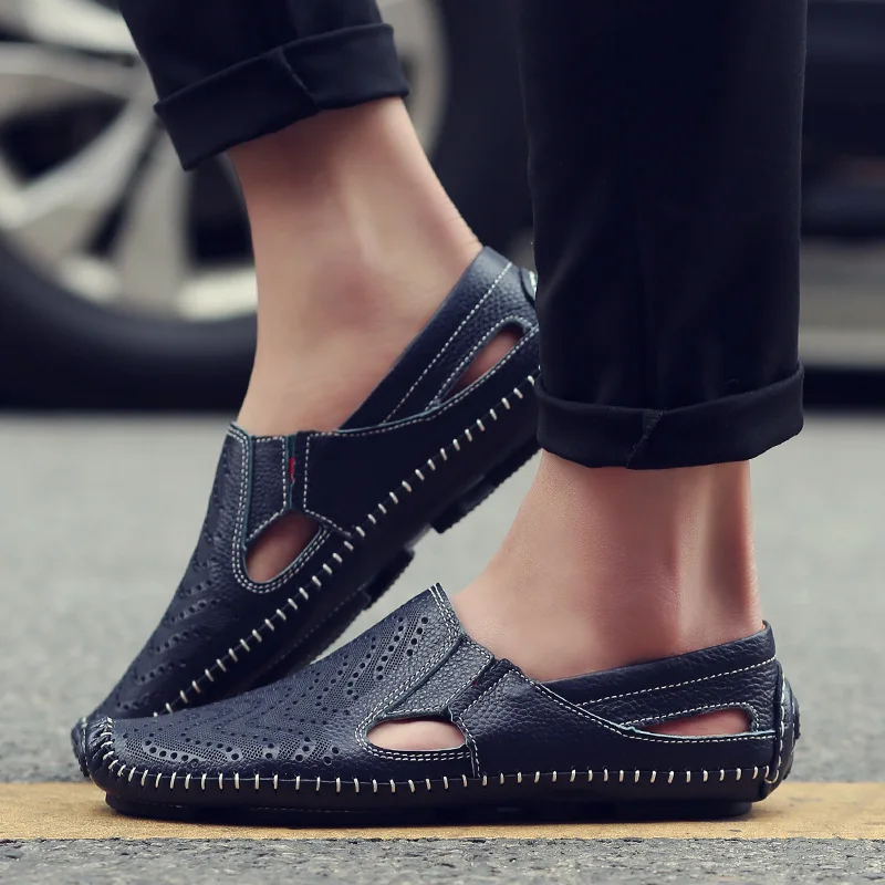

Classics Casual Loafers Shoes for Men Genuine Leather Flat Slip on Shoes Mature Spring Autumm Driving Shoes