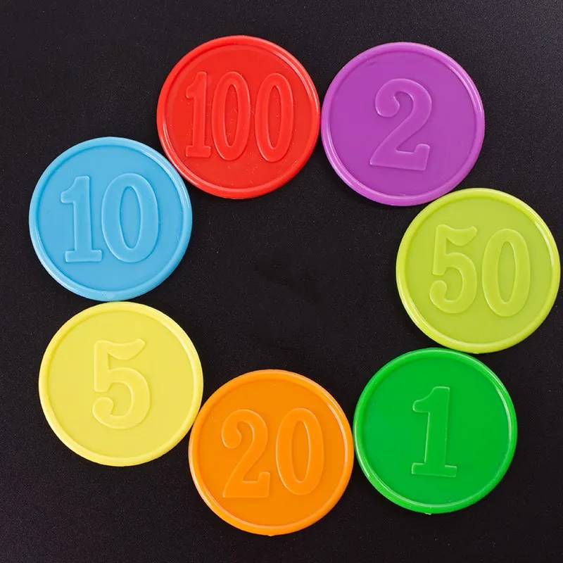 80 шт./лот пластиковые покерные фишки значение на возраст 1, 2, 3, 5, 10, 20 50 100 больших и малых Номера для монеты-Жетоны доска игровые фишки
