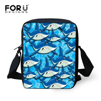 

FORUDESIGNS Blue Printing Animal Shark Messenger Bag for Women Mini Kids Crossbody Bag Designer Children Girls Cross Body Bag