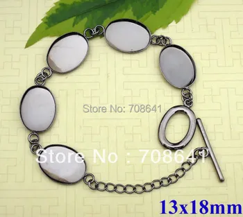 

Blank Bracelet 13x18mm Bezel pads Bases Glass Cabochon Brass cuff Bangle Bracelet Settings Findings Making Gunmetal Black tone
