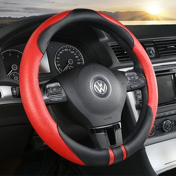 

KKYSYELVA Universal Car Steering Wheel Cover Leather Steering-wheel Covers Auto wheels Car Interior Accessories