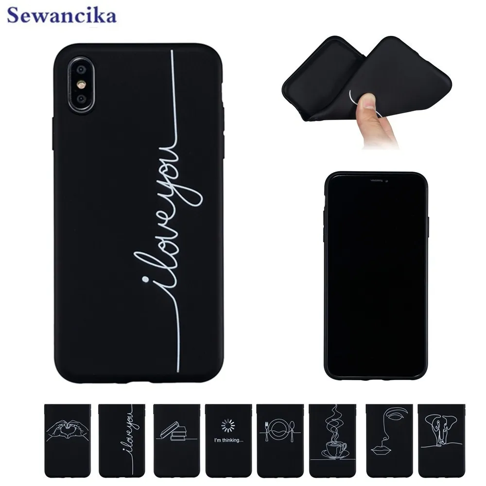 Чехол для Телефона iPhone 5 5S 6 6S 7 8 Plus X XR XS MAX мягкий силиконовый чехол из ТПУ Черная