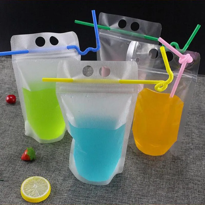 2000pcs/lot 500ml Transparent Self sealed Plastic Beverage Bag DIY