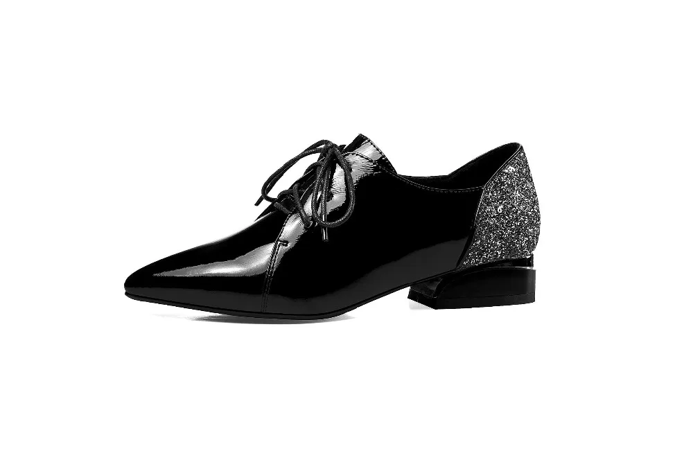 Krazing Pot/женские туфли-лодочки из натуральной коровьей кожи на низком каблуке со шнуровкой; модельные туфли с острым носком на шнуровке в британском стиле; большие размеры; Рабочая обувь; L92