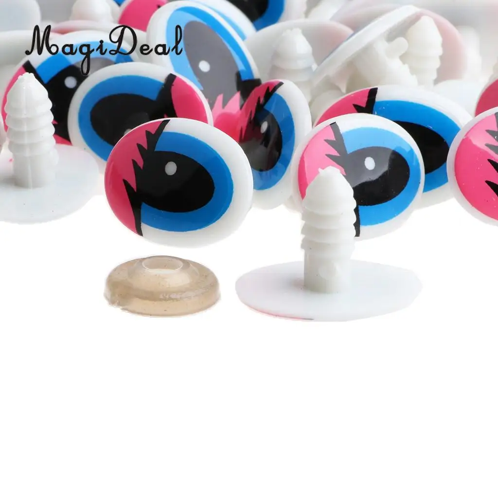 50Pcs Plastic 22*14mm Cartoon Safety Eyes For DIY Animal Scrapbooking Bear Plush Stuffed Toys w/ Washer