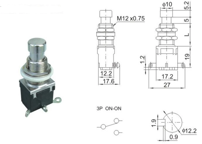3-контактная ножная педаль DPDT моментальный с нажимной кнопкой Soft Touch