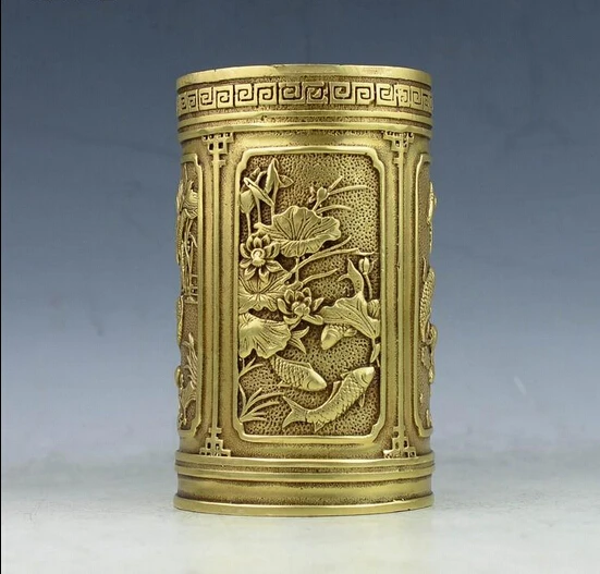 SCY 426+++The copper ornaments lotus fish pen the &quotscholar's four jewels&quot bronze handicrafts | Дом и сад