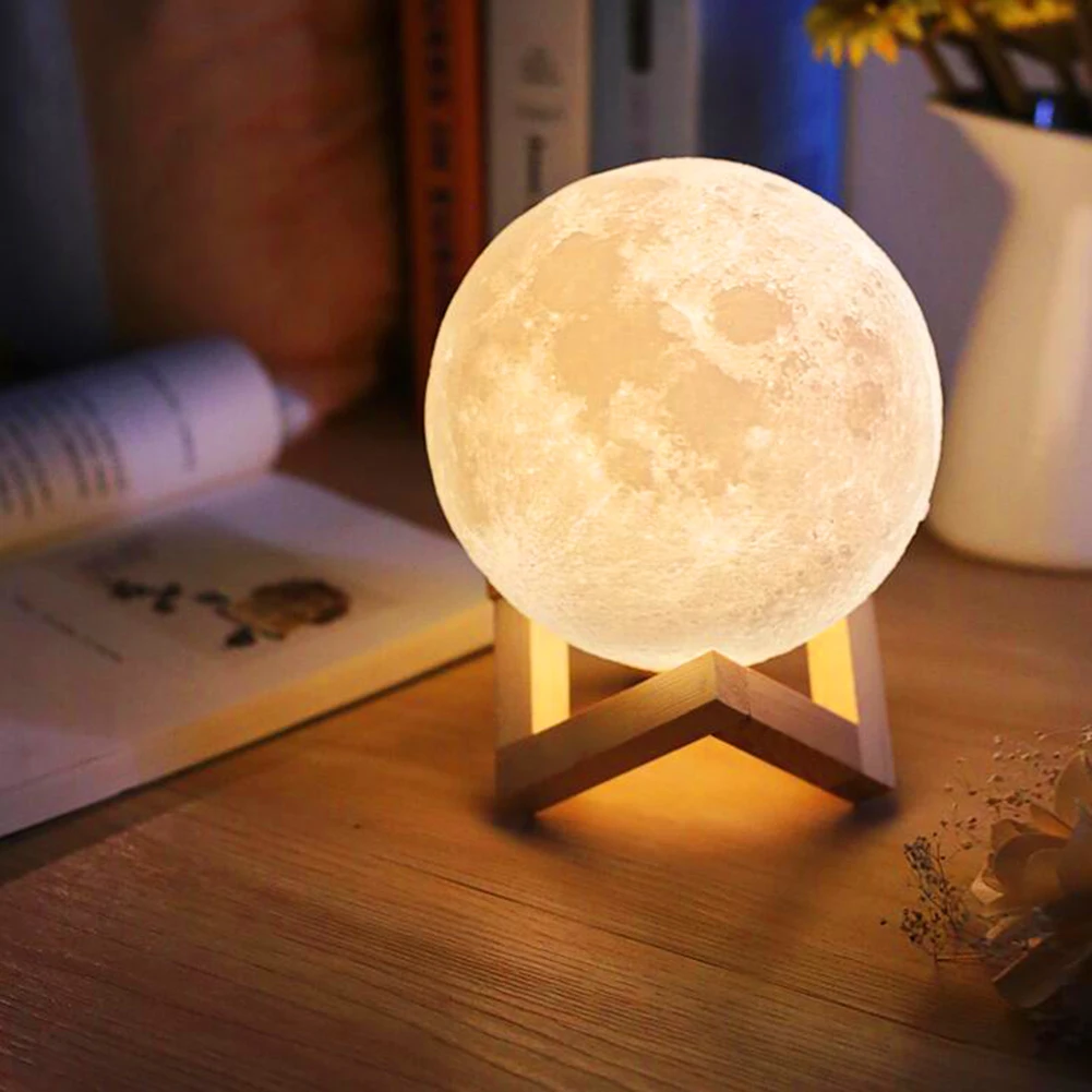 USB Light Touch 3D печать Луны лампы Luminaria Освещение спальни лампа Батарея питание ночь светодиодная Цвет менять ночника