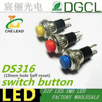 

10pcs Self-reset 10mm Self Return Reset Momentary Push Button Switch Power Blue Red Yellow DS-316 Door Bell Horn