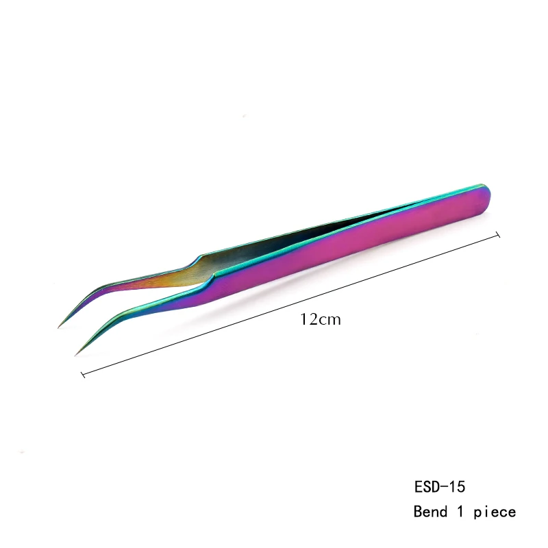 Qiao отличное качество пинцет изгиб+ прямой из нержавеющей стали промышленный Антистатический пинцет с перекрещенным захватом вспомогательные инструменты для шитья - Цвет: colorful bend 1