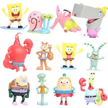 NEW hot 7-8cm 12pcs/set SpongeBob Pants collectors action figure toys Christmas gift doll