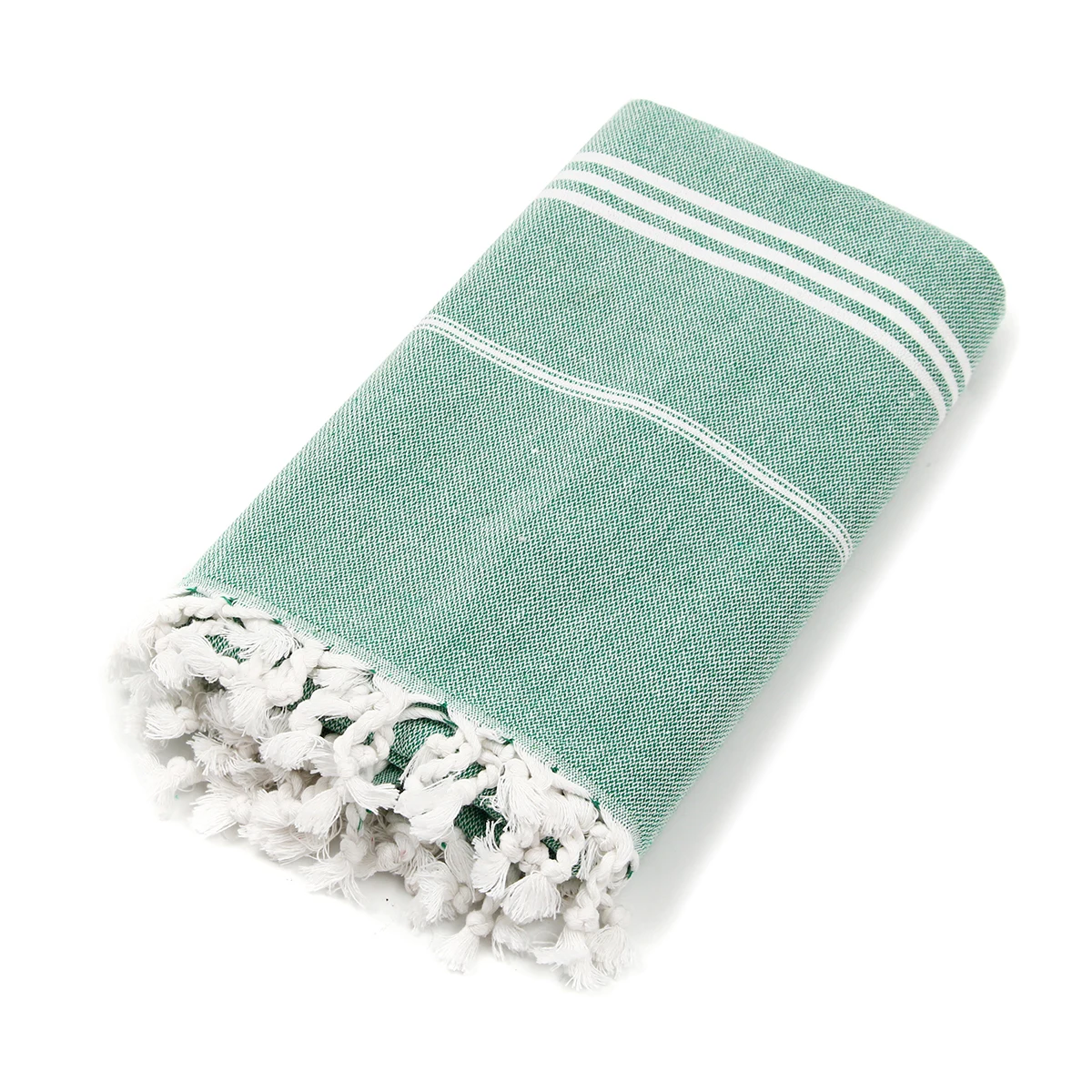 Большое Полосатое хлопковое пляжное полотенце Турецкая Хаммам банное полотенце с кисточками 100X180 см домашний текстиль для Ванной Принадлежности - Цвет: Зеленый
